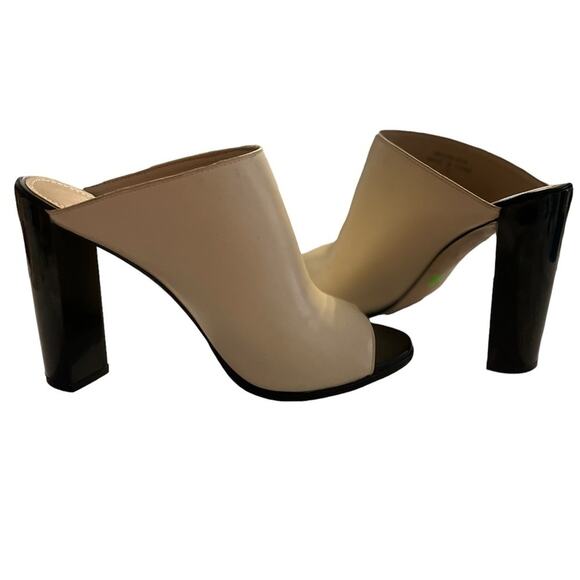 French Connection Mules 7 Casual Footwear Outdoor Leather Peep Toe Black Cream
